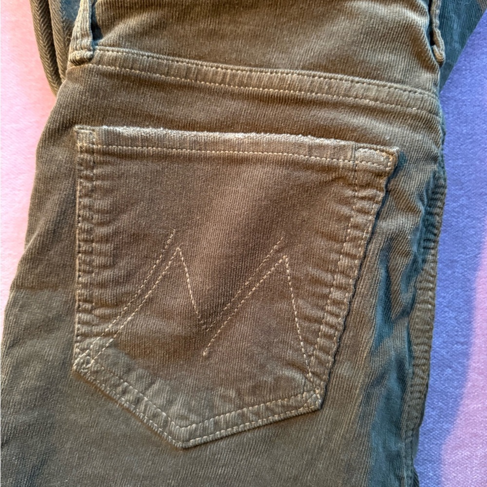 Mother The Cha Cha Chew Olive Green Corduroy Pants Jeans Hopscotch New
